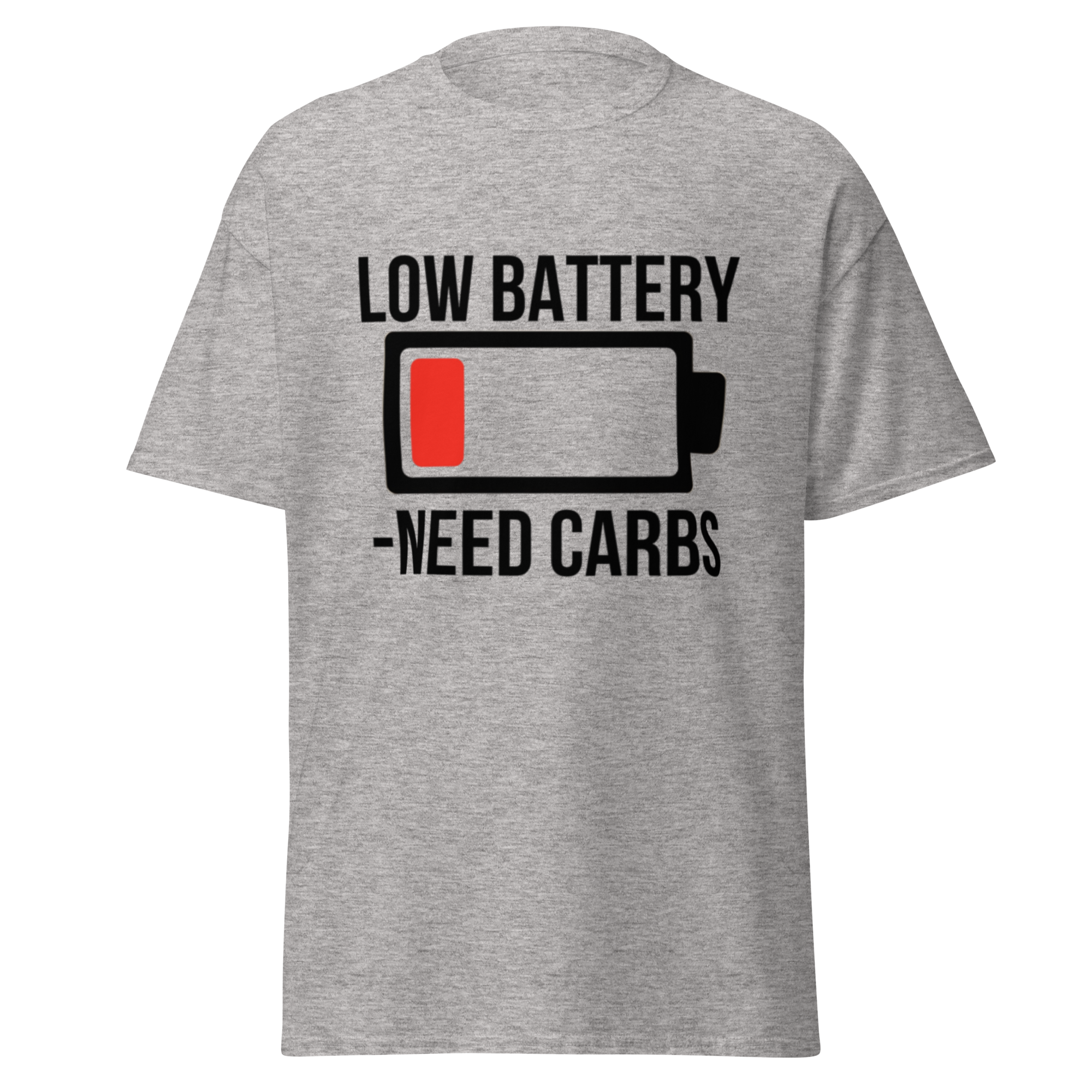 Low battery need carbs - Male shirt