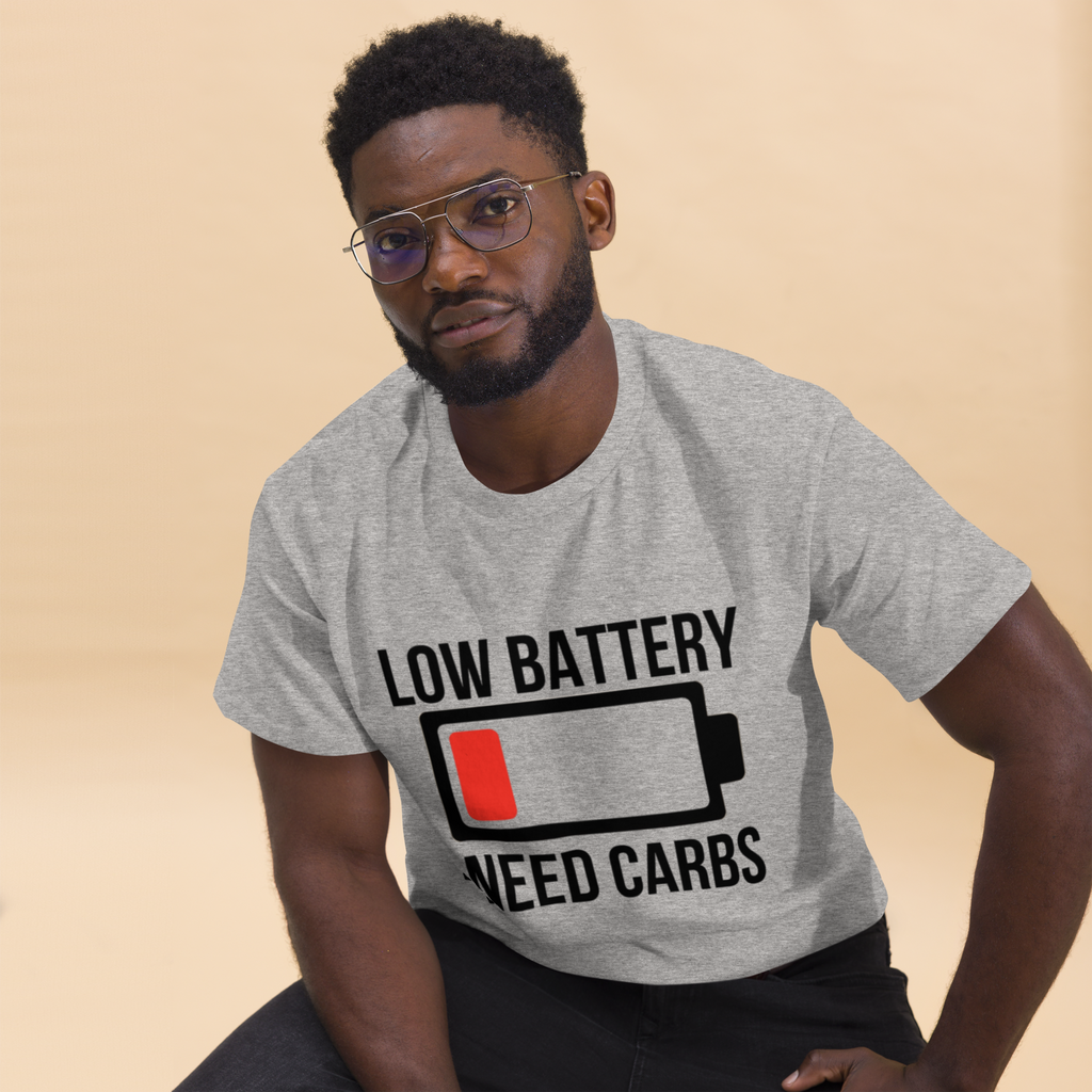 Low battery need carbs - Male shirt