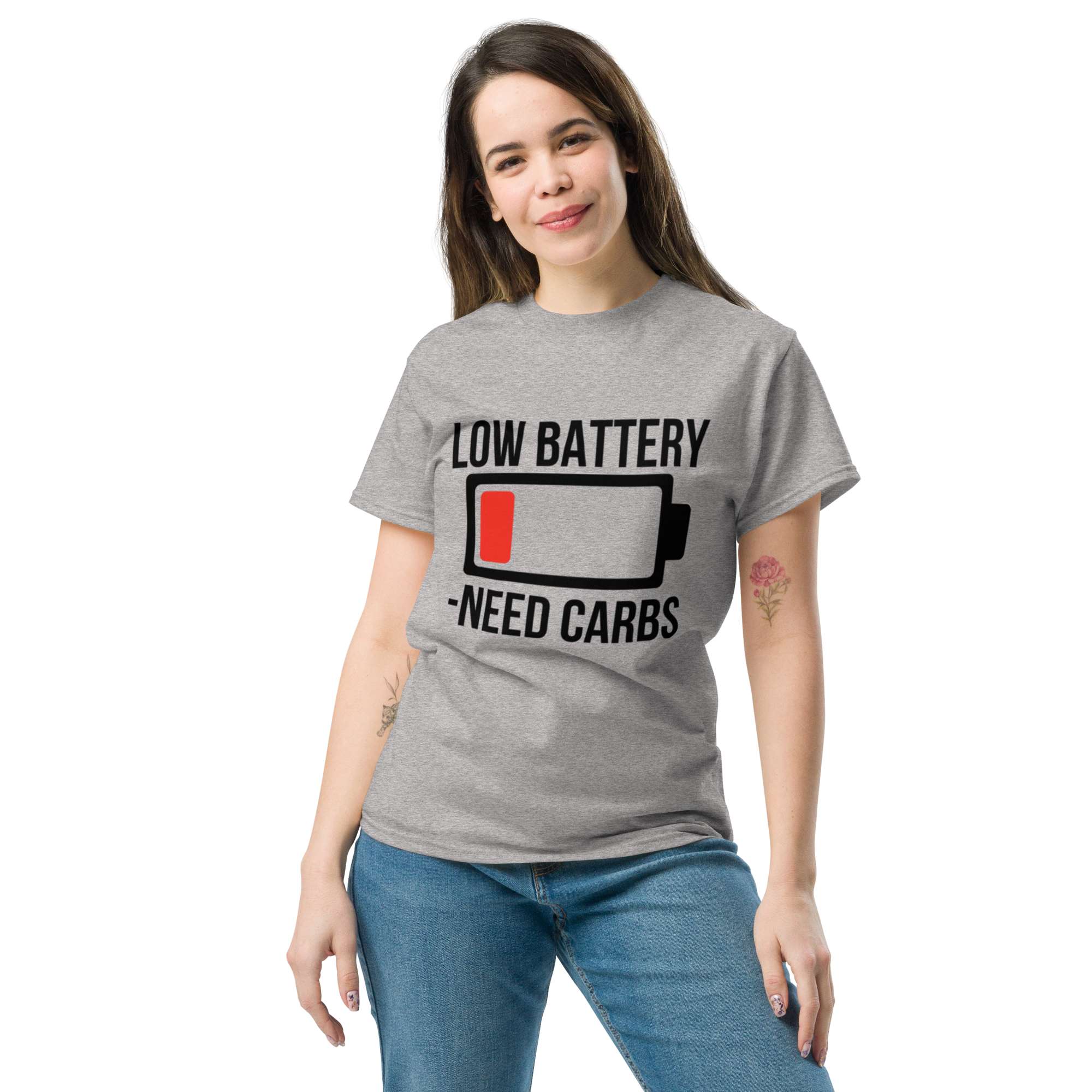Low battery need carbs - Female shirt