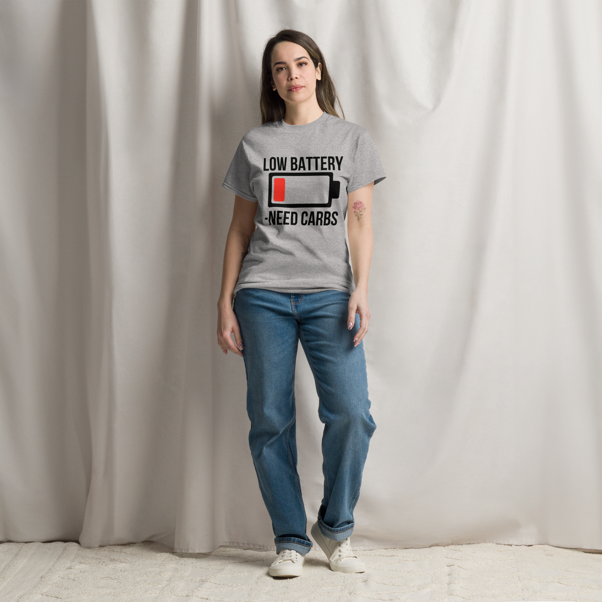 Low battery need carbs - Female shirt