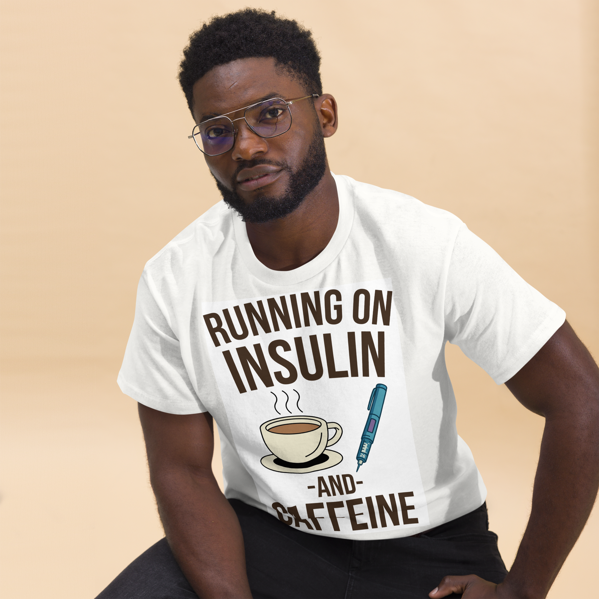 Running on insulin and caffeine - Male shirt